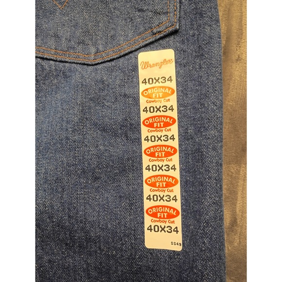 Wrangler Mens 40x34 Original Fit Cowboy Cut Blue Denim Jeans - Picture 6 of 9